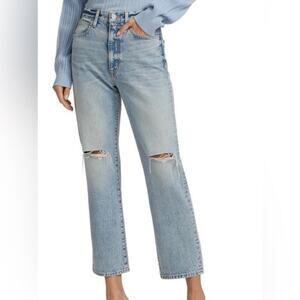 Slverlake London ankle jeans in broken hearts high rise wide leg straight jeans
